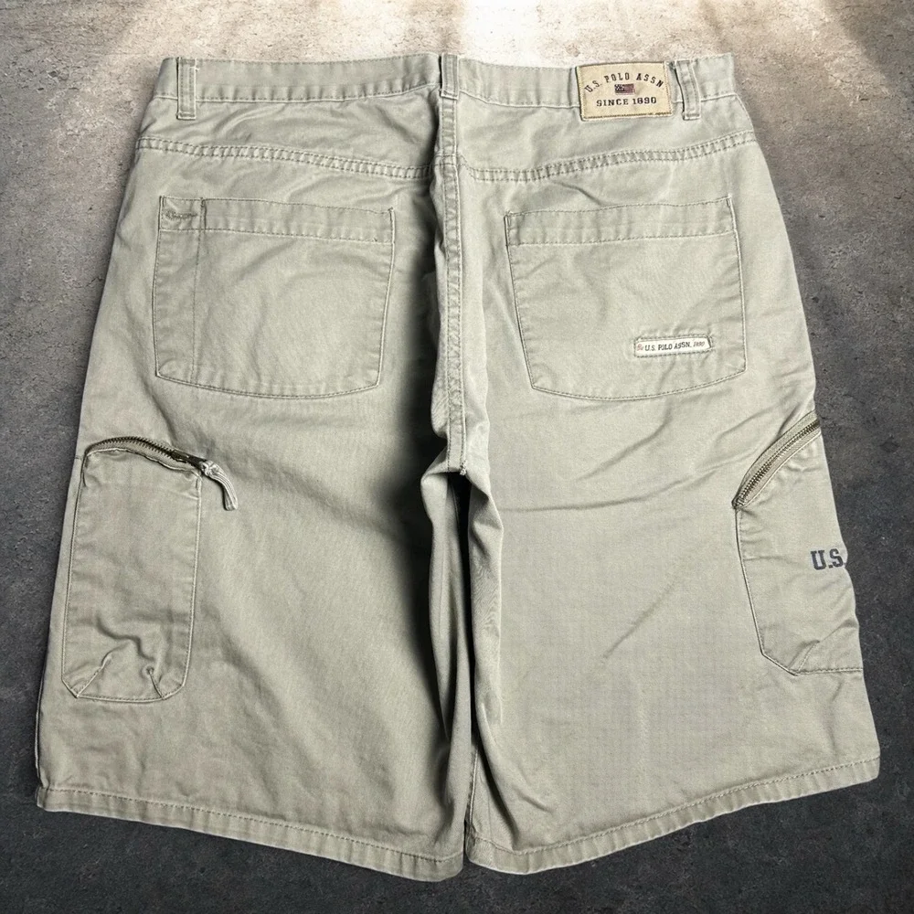 US Polo Assn Cargo Shorts Khaki Tan Baggy Skater Y2K Retro Size 36